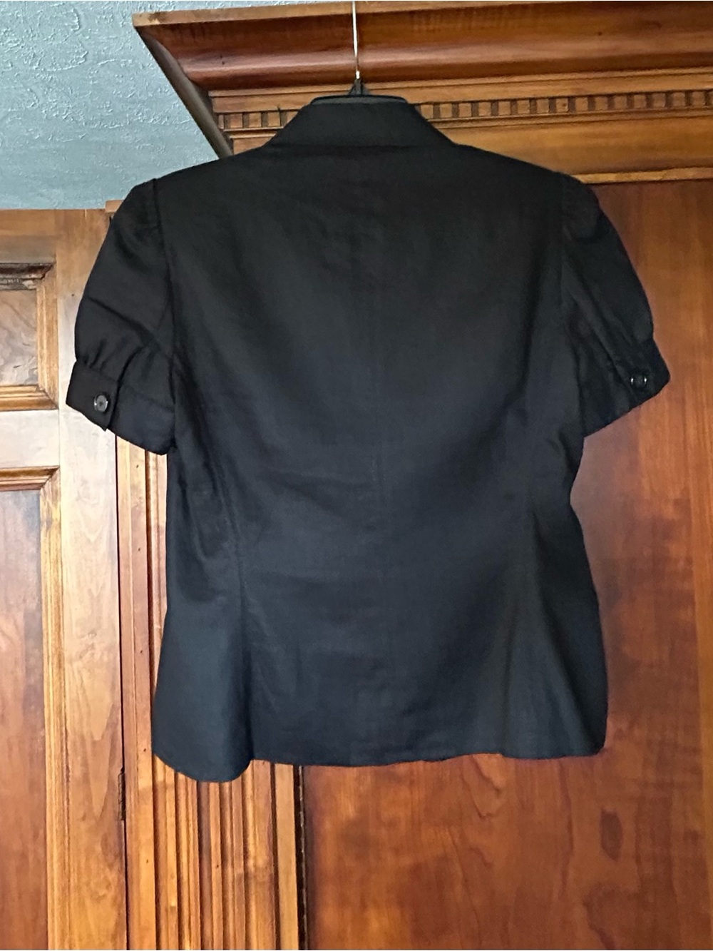 Tahari Black Short-Sleeve Tailored Blazer with Patch Pockets, Stitching Details - Picture 9 of 15